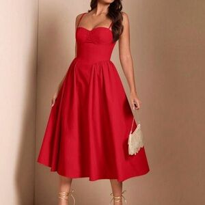 Chic Scarlet Midi Dress